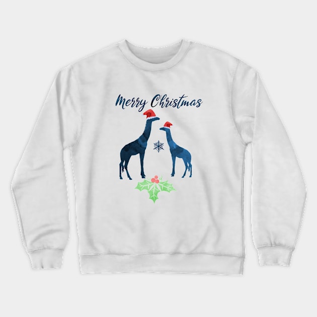 Christmas Giraffe Artwork Crewneck Sweatshirt by TheJollyMarten